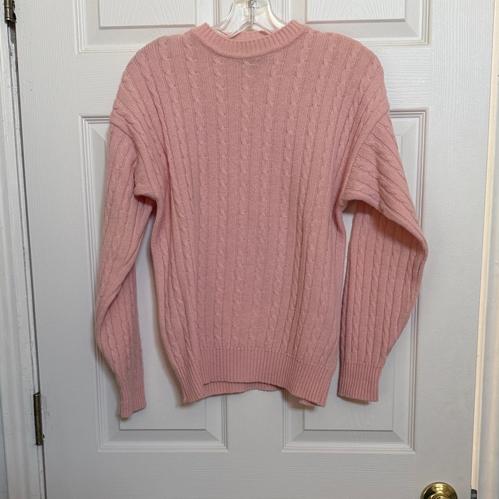 100% Lambswool Land’s End Pink Cable Knit Sweater
